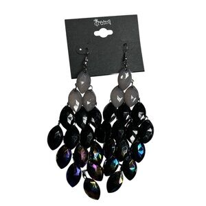 Drema Jet Black Diamond Dangling Earrings